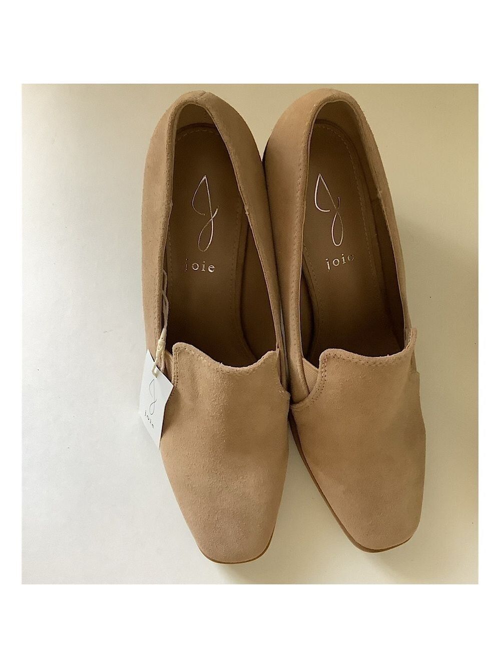 Joie Wevenly Suede Block Heel Shoe Tan Size 8.5 New - Picture 2 of 6